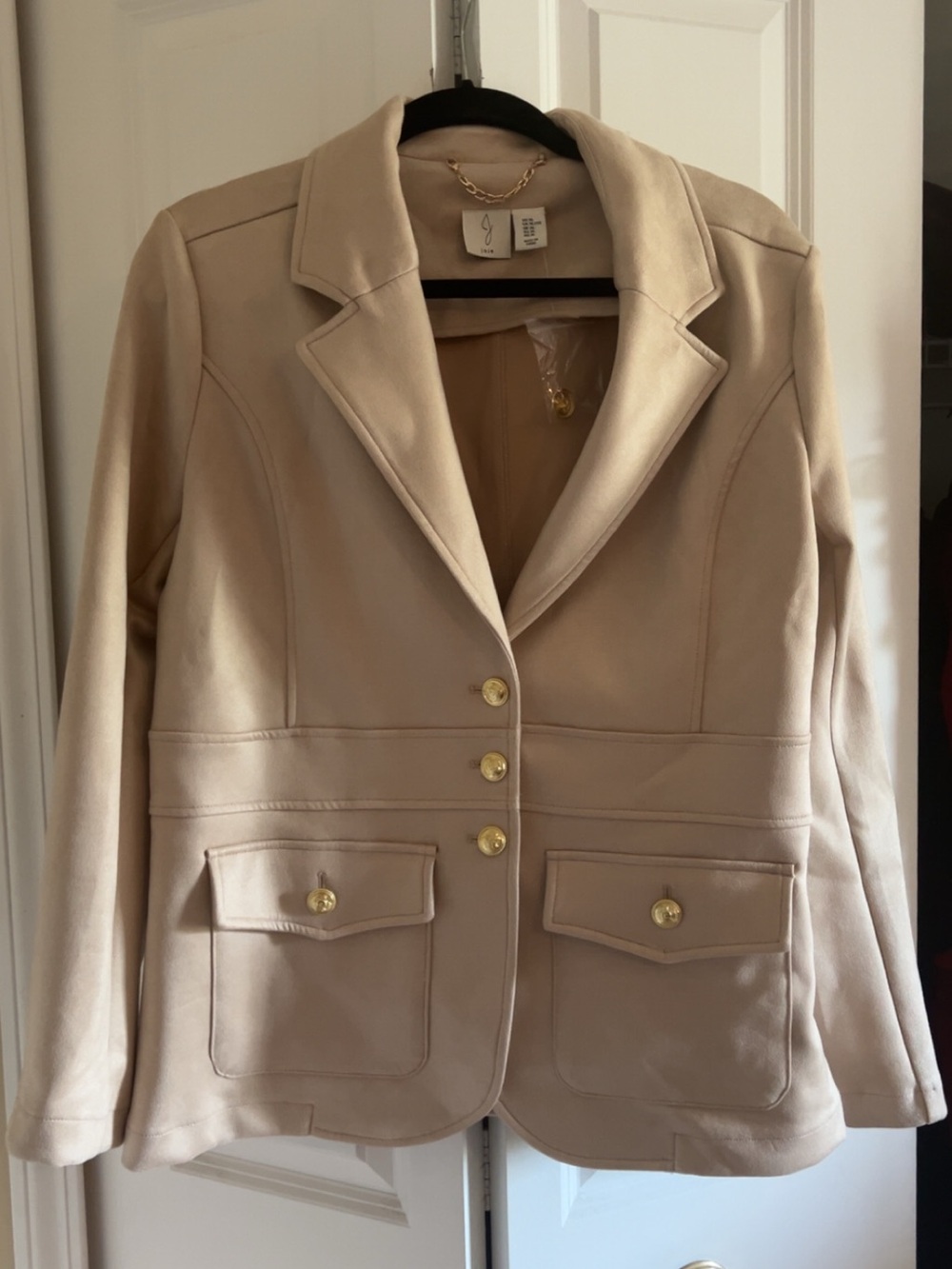 Womens Joie faux suede blazer with gold buttons